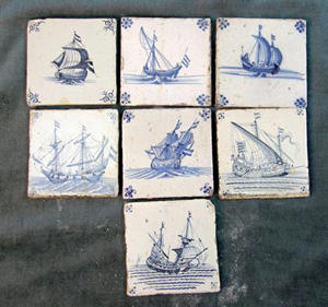 Blue and white Dutch Delft tiles