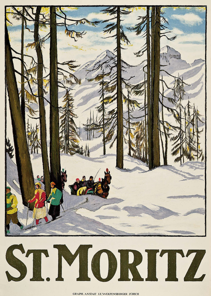 Vintage Poster St Moritz winter scene by Emil Cardinaux