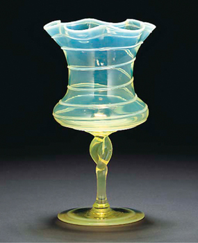 Harry Powell vaseline glass vase for Whitefriars