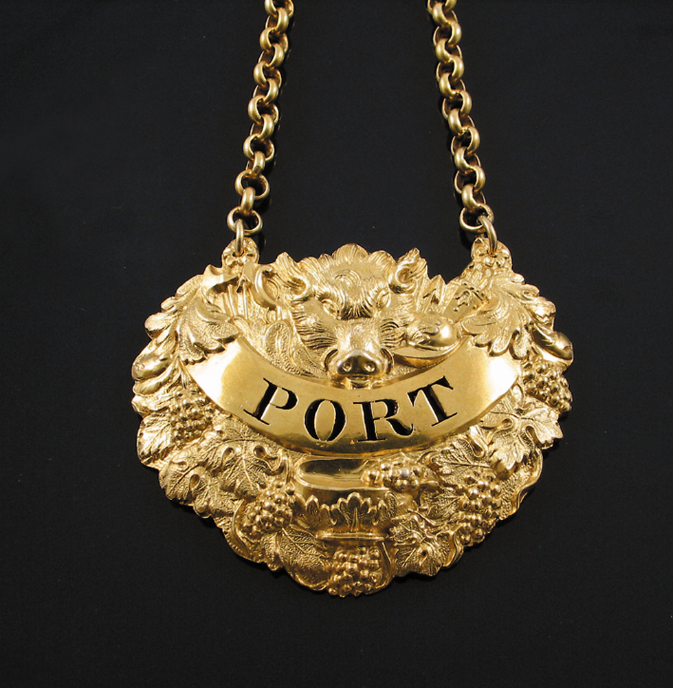 George IV silver-gilt port label by Thomas Johnson