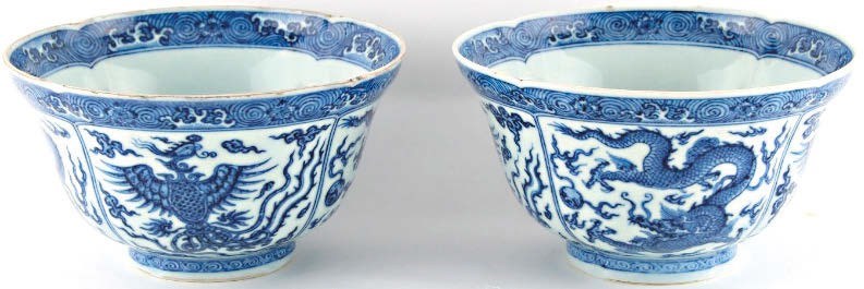 Blue and white bowls