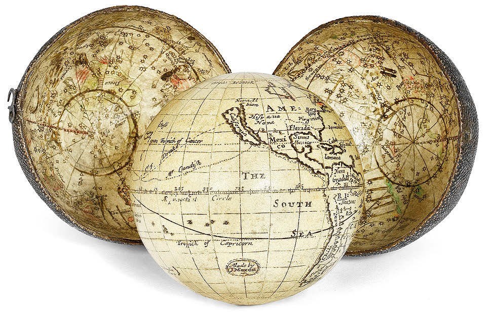 Charles II period pocket globe