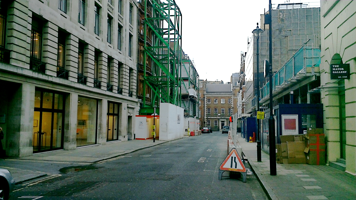 View of Cork Street showing the two developments