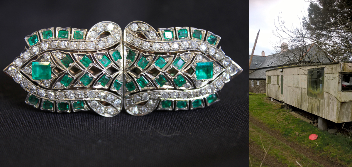 The diamond and emerald brooch