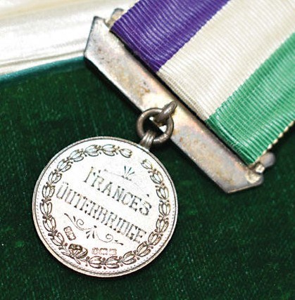 Suffragette hunger strike medal for Frances Outerbridge