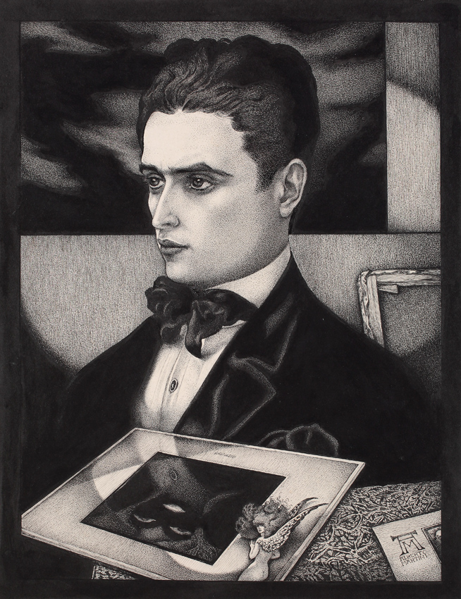 Alberto Martini Autoritratto China Su Carta Firma In Basso A Destra'am Alberto Martini 1905 Collezione Ex Tischer Biblio Lorandi 1984, Tavola P.44 41.2X32