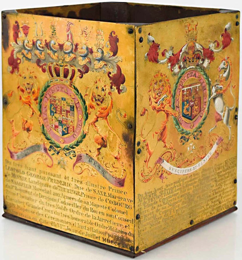 Brass and enamel garter stall plaques
