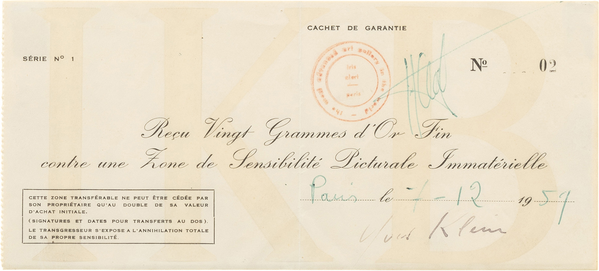 Yves Klein receipt