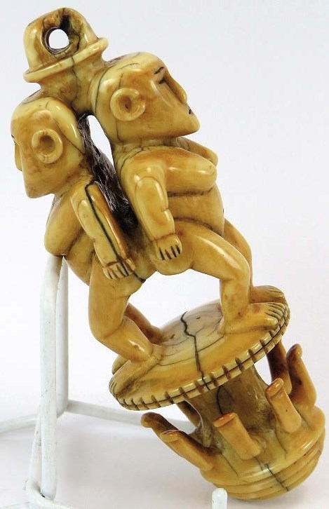 Fijian whale ivory hook carving