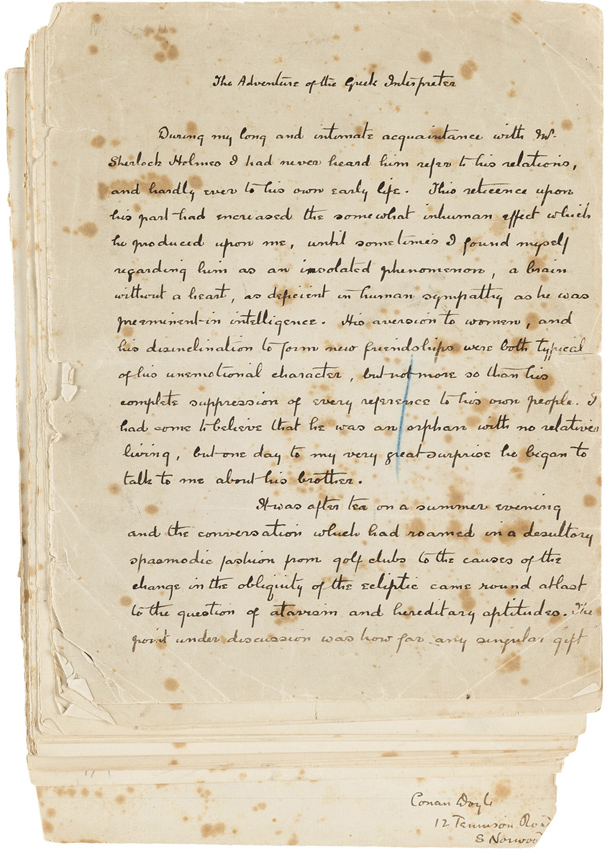 (Pic 371) H 177 (Conan Doyle MS) 1