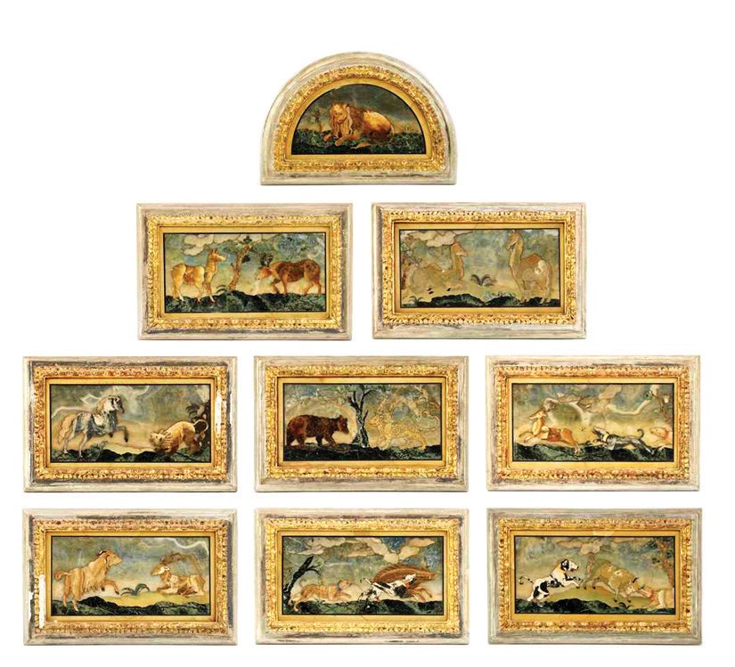 Pietra dura animal panels
