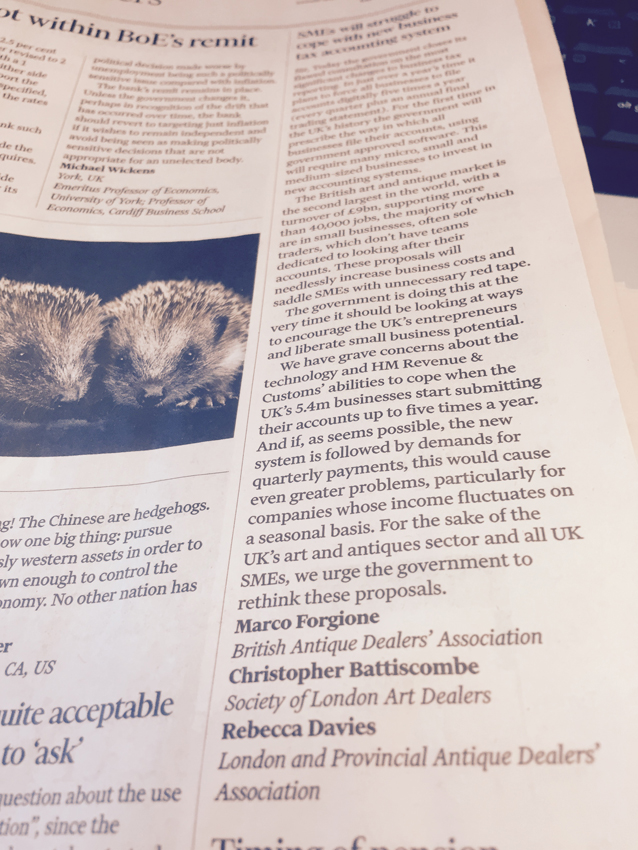 FT letter from trade body heads