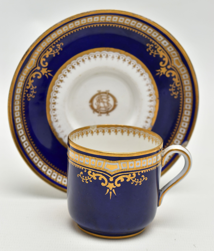 Spode White Star Line blue and gilt cup and saucer