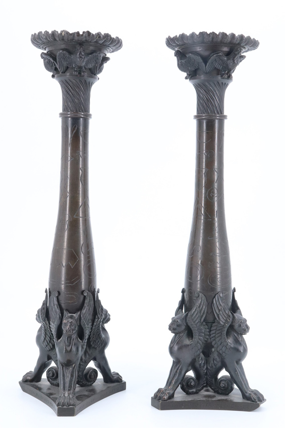 Regency bronze candlesticks
