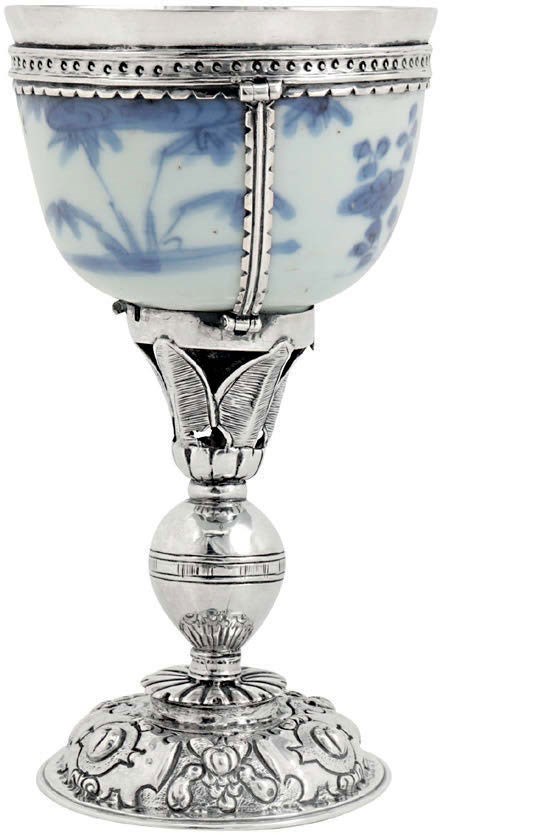 Elizabethan silver and porcelain goblet