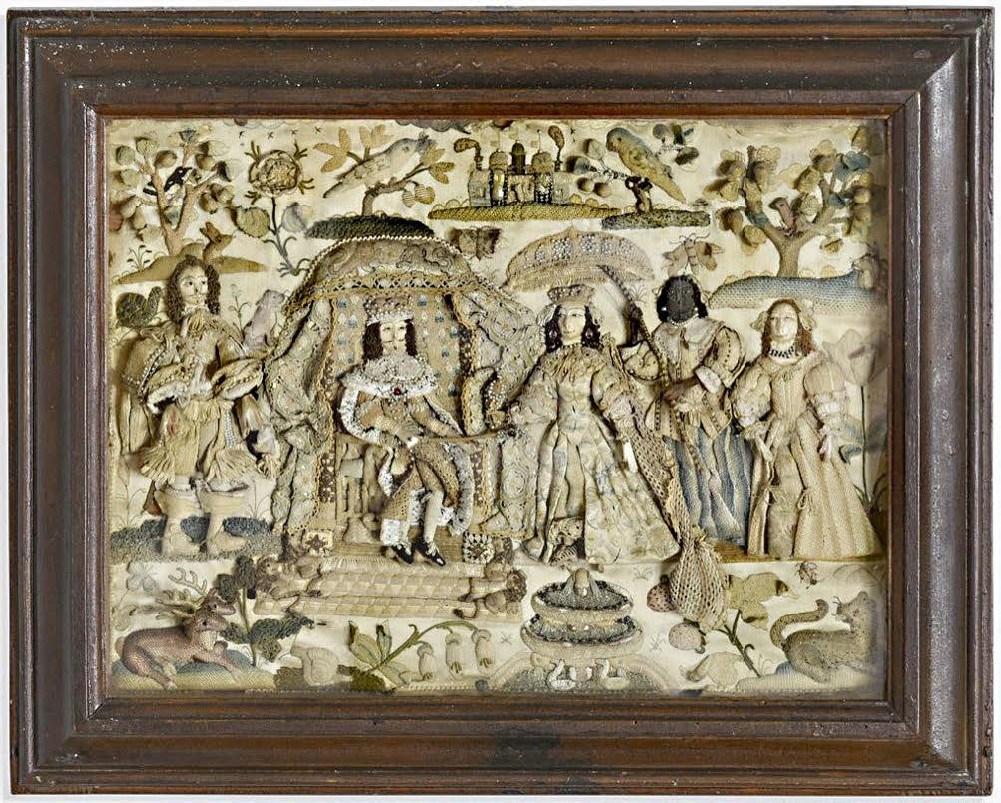 Charles II stumpwork panel