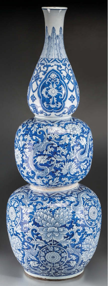 A Chinese Kangxi period triple gourd vase that once belonged to the financier JP Morgan estimated at